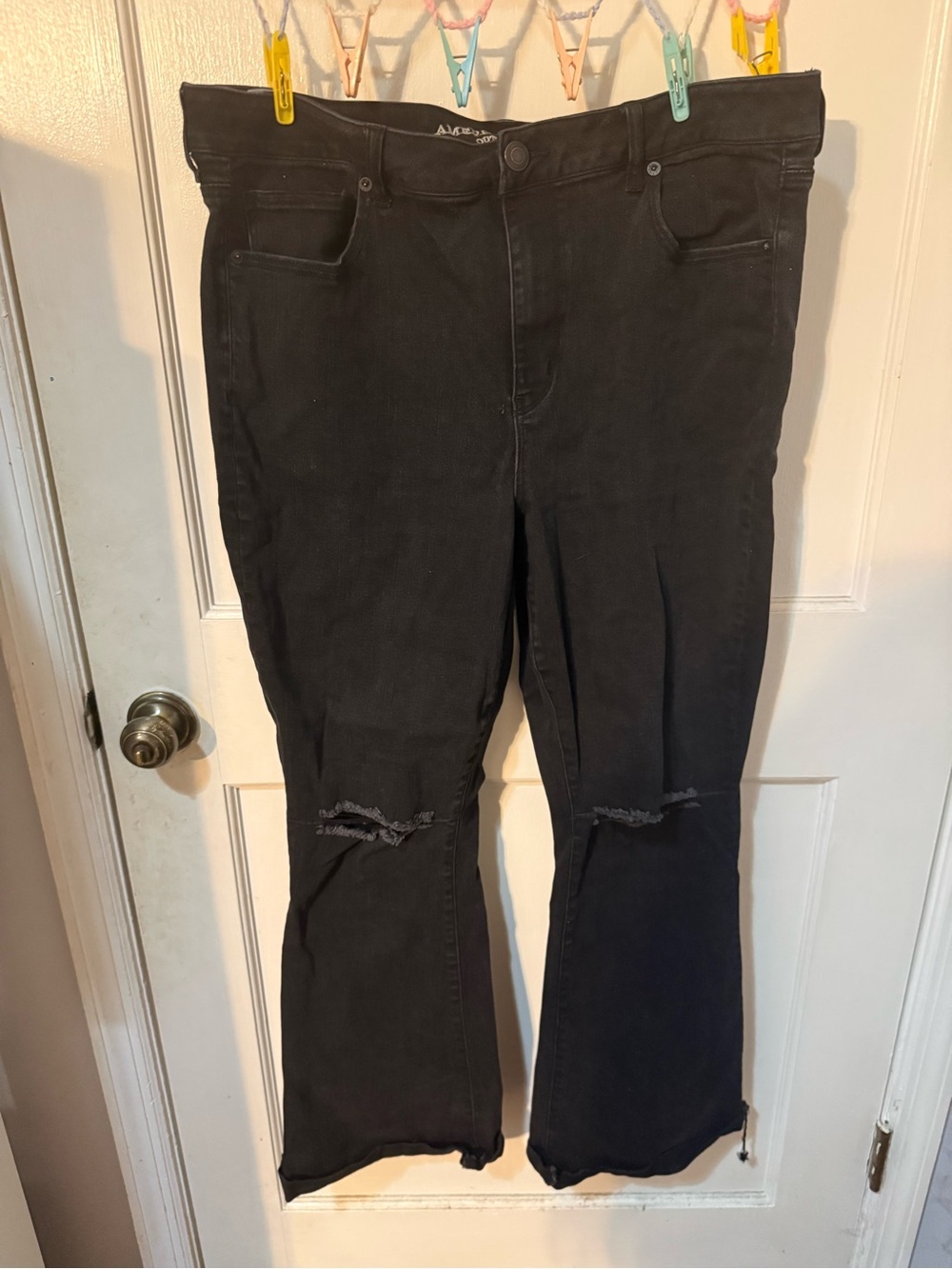 American Eagle Super Super Stretch Hi-Rise Flare Jeans Black Size 20